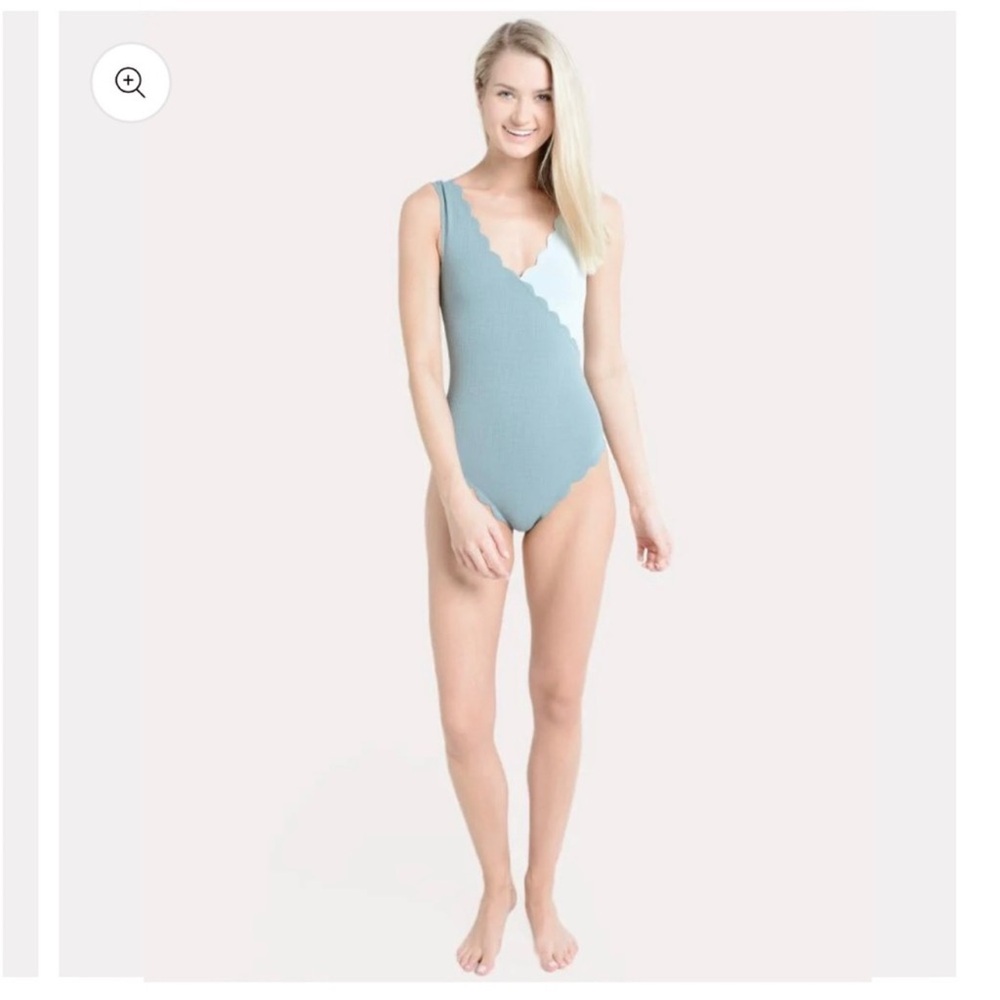 Marysia two tone canyon point scalloped swimsuit